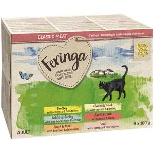6x100g Classic Meat Menu : lot mixte II (6 saveurs) Feringa nourriture humide pour chat pas cher
