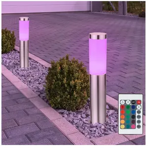 Lot de 2 lampes sur pied d'extérieur en acier inoxydable rgb led jardi...