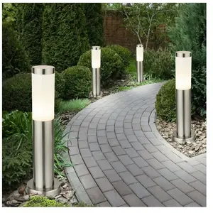 Ensemble de 4 lampes d'extérieur sur pied en acier inoxydable pour écl...