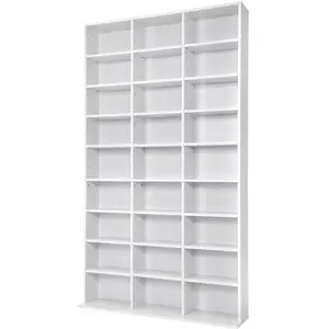 Tectake - tagère dvd cd aspect Bois avec Etagères réglables et amovibles