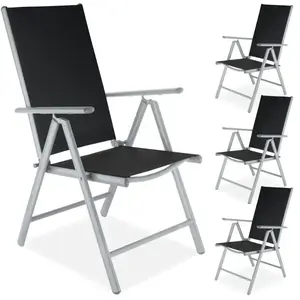 TECTAKE Lot de 4 chaises de jardin pliantes en aluminium pas cher