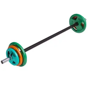 Barre légère aerobic chromée de 130cm + 17,5kg des poids en caoutchouc... pas cher