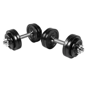 Gorilla Sports Set d'haltères courts en fonte 30 Kg noir 30kg pas cher