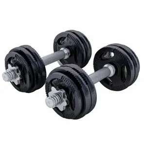 Comparateur de prix : Set d'haltères courts de 30 KG avec disques en fonte noirs dotés de po...