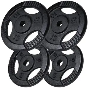 Lot de poids en fonte noir grip de 30kg (2x5kg et 2x10kg) de diamètre ... pas cher