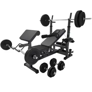 Comparateur de prix : Banc de musculation universel Noir GS005 avec supports et set d'haltèr...