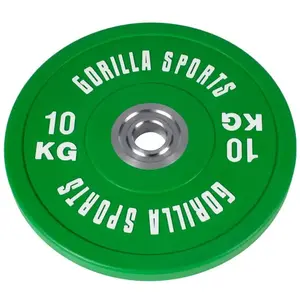 Comparateur de prix : Gorilla Sports Bumpers 10kg caoutchouc renforcé - Disques vert 10kg