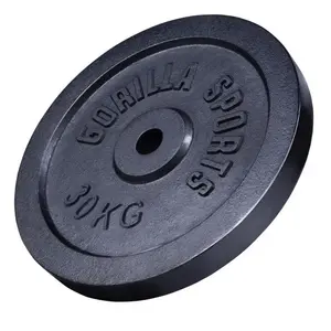 GORILLA SPORTS Disques de poids en fonte noire   de 0 5 kg a 30 kg   poids   30 kg pas cher
