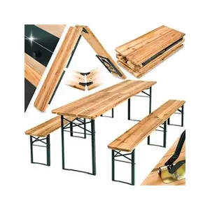 TecTake Table de jardin pliante avec bancs Ensemble de tente à bière 3 pièces pas cher