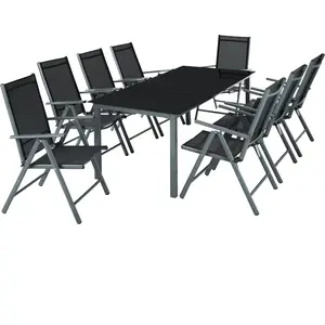 TECTAKE Salon de jardin aluminium 8 places pas cher