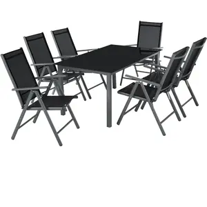 TecTake Ensemble salon de jardin Cadre aluminium 6 personnes gris anthracite pas cher