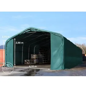 Abris de stockage - TOOLPORT - 6x24 m - Toile PVC 550 g/m² - Porte 4,1x2,9 m - Vert foncéVendu parcdiscount
