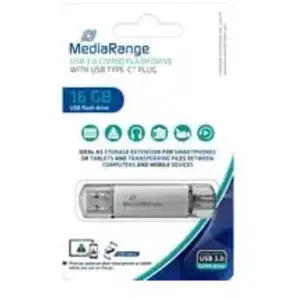 MediaRange MR935 Clé USB 16GB Argent Combo Flash Drive USB 3.1 + Typ C