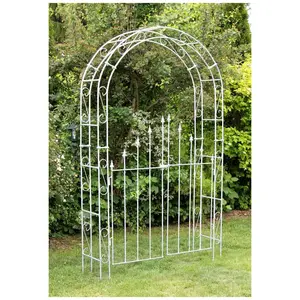 DanDiBo Arc de roses avec porte galvanisé Largeur 140 cm Arc de cercle galvanisé à chaud Résistant aux intempéries Massif en fer massif Support pour plantes