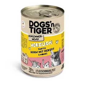 6 x 400 g Menu gourmet Dogs’n Tiger poulet et coeurs, nourriture humide pour chat pas cher
