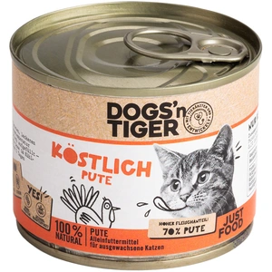 6x200g Dogs’n Tiger Adult dinde savoureuse, nourriture humide pour chat pas cher