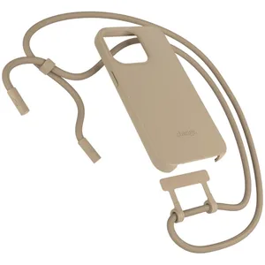 Coque avec cordon WOODCESSORIES iPhone 14 Pro Tour de cou Taupe