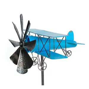Comparateur de prix : Fiche de Jardin Métal Avion xl 160 cm Biplan Bleu 96099 Carillon Moulin à Vent Résistant aux Intempéries Décoration Jardin Jardin Tige Jardin Fiche