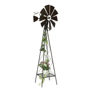 DanDiBo Moulin à vent en métal 170 cm sur roulement à billes Marron Ca... pas cher