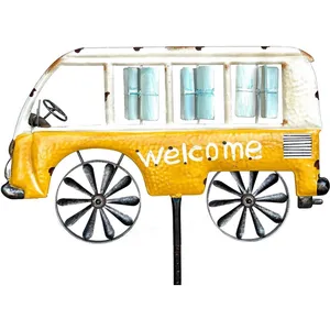 Comparateur de prix : Fiche de Jardin Métal Bus Voiture xl 160 cm Jaune Blanc 96104 Carillon Bienvenue Moulin à vent Résistant aux intempéries Décoration de jardin Tige de