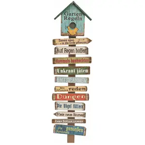 Spetebo Plaque en bois avec 11 panneaux - 99 cm - Décoration de jardin pas cher