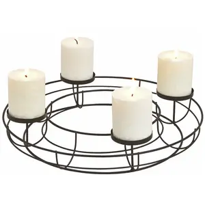 Spetebo Porte-bougies de l'Avent rond en noir - ø 38 cm - Couronne de l'Avent pas cher