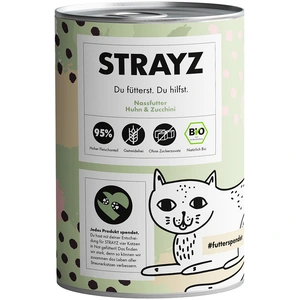 6x 400g STRAYZ BIO poulet & courgettes bio nourriture pour chat humide pas cher