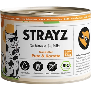 STRAYZ BIO 6 x 200 g pour chat dinde bio & carotte bio en sauce pas cher