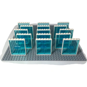 LEGO® 1x6x6 Portes Bleu clair et cadre blanc pour maison, bâtiment - 8...
