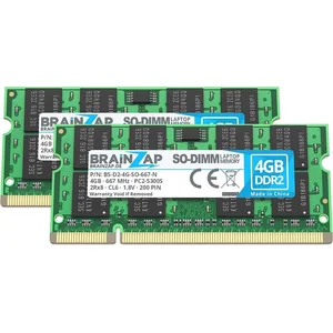 Comparateur de prix : BRAINZAP 8GB DDR2 RAM SO-DIMM PC2-5300S 2Rx8 667 MHz 1.8V CL6 Mémoire ...