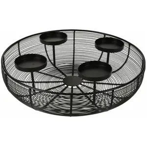 Spetebo Couronne de l'Avent noire ø 37 cm - avec panier pour décorer