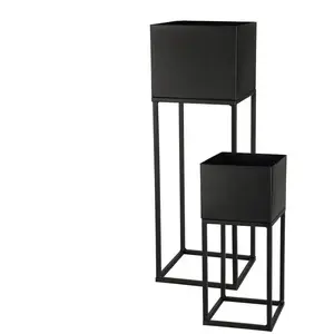 Spetebo Pot de fleurs de jardin en métal lot de 2 noir - 58 / 37 cm - support pour plantes avec jardinière intégréeVendu paramazon