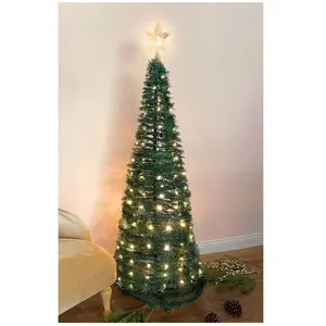 Spetebo Sapin de Noël en spirale 150 cm avec 120 led et pointe étoile - vert - sapin de Noël artificiel blanc chaud éclairé pour l'extérieur et l'intérieur pas cher