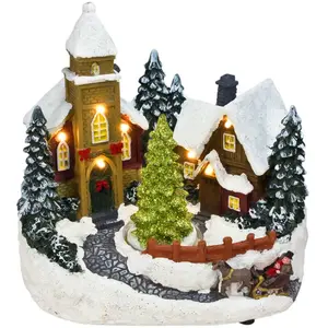 Spetebo Village led avec mouvement et arbre rotatif - 19 cm - Décorati... pas cher