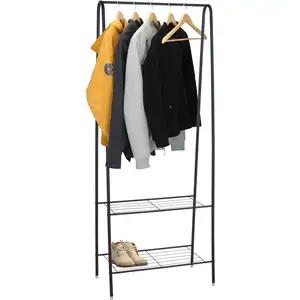 SPETEBO Portemanteau en métal noir avec 2 étagères - 152 x 61 cm - por... pas cher