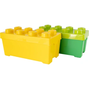 LEGO® 2 Boîtes de rangement Moyenne Verte + Jaune avec couvercle Empil...