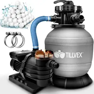 Filtre à sable gris 13200L/h avec 1200g de balles filtrantes Système...