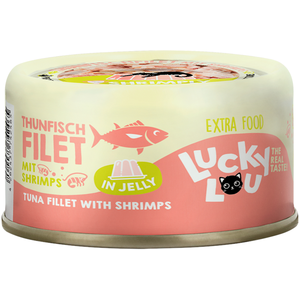 12 x 70 g Lucky Lou Extra Food en gelée au filet de thon et aux crevet... pas cher