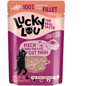 12x70g Extra Food Filet de thon en bouillon Lucky Lou nourriture humid... pas cher