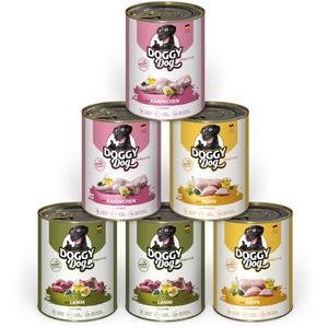Soul Pet DOGGY Dog Paté Mix Sensitive, 6 x 800 g, nourriture humide pour chien, dans un paquet d'essai, sans céréales, avec huile de saumon et moule à lèvres vertes, part... pas cher