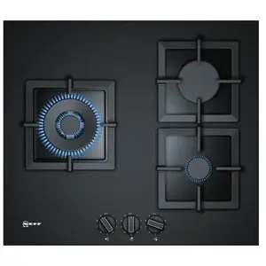 Neff - table verre gaz 60cm 3 feux noir t26cs12s0 - t26cs12s0 pas cher