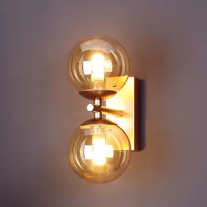 Eco-Light Applique Neptune 2 lampes dorée sphères verre