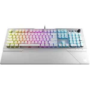 Comparateur de prix : Turtle Beach ROCCAT VULCAN 122 AIMO - Clavier - avec roue médias - rétro-éclairé - USB - Français - commutateur : Roccat Titan switches - blanc, argent