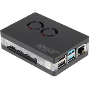 Boîtier acrylique noir Joy-It avec double ventilateur pour Raspberry Pi 4B