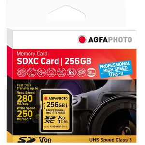 Comparateur de prix : AgfaPhoto Carte Mémoire SD SDXC UHS II 10623 256Go 280Mo/s Micro SDXC U3 V90 Noir