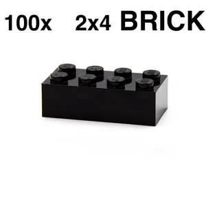 100 briques LEGO noires 2x4 et un séparateur de briques orange pas cher