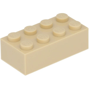 100 x briques LEGO 2 x 4, beige