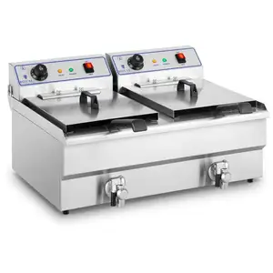 Friteuse double 2 x 16L 2 x 6000W 380V avec robinet de vidange en inox...Vendu paramazon