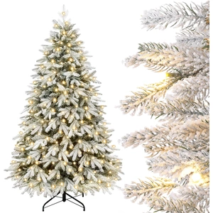 Yorbay Sapin de Noël artificiel 150cm avec éclairage Blanc Flocons de ... pas cher