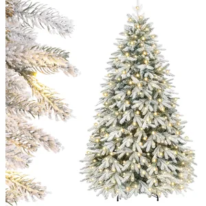 YORBAY Sapin de Noël Artificiel 210cm Lumineux LED avec Neige Blanche ... pas cher